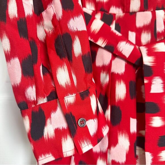 Piazza Sempione Made In Italy FR 46 (US 10) Paint Dash-Print Belted Shirt Dress - Picture 7 of 12